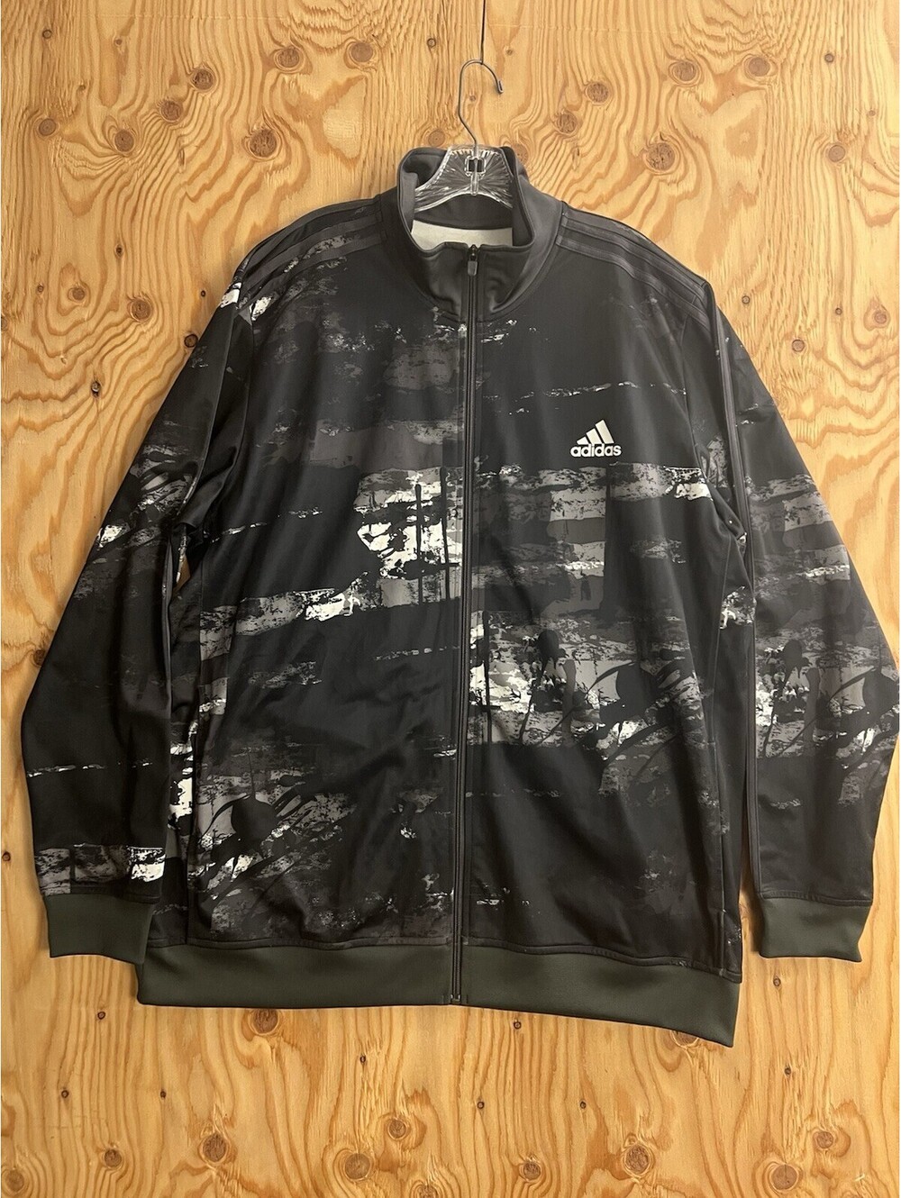 Adidas Mens 2XL Black Paint Splatter 3 Stripes Track Jacket Full Zip